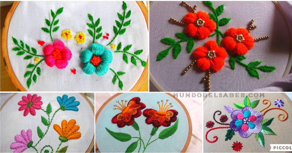 😍🌺🎀Aprende hacer bellisimos bordados de flores😍🌺🎀 tutorial paso a paso