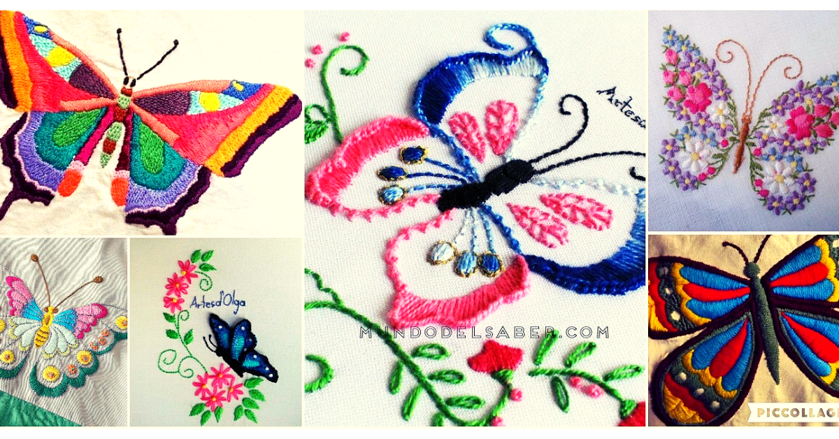 😍🌺🎀Aprende hacer lindos bordados de mariposas😍🌺🎀 tutorial paso a paso