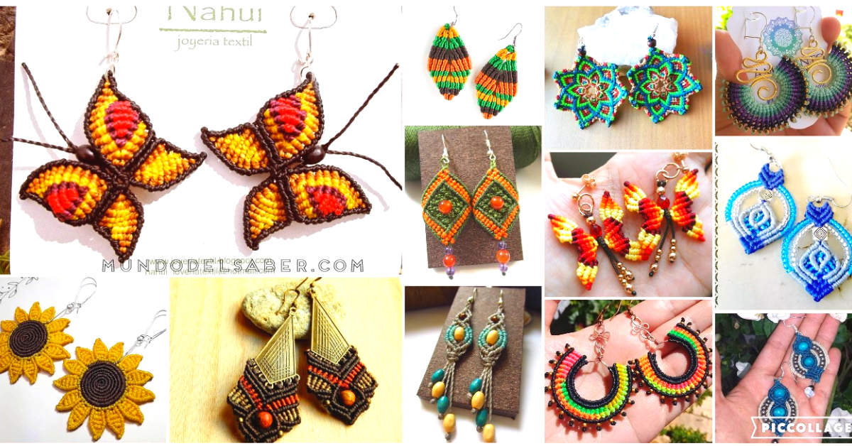 😍🌺🎀Aprende hacer lindos aretes en macramé😍🌺🎀 tutorial paso a paso