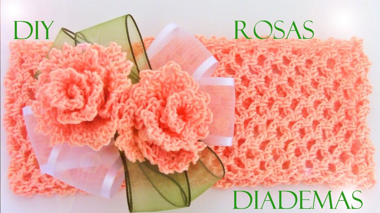 😍🌺🎀Preciosa Diadema de rosas a crochet😍🌺🎀 tutorial paso a paso