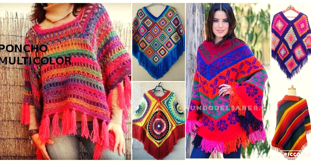 😍🌺🎀Hermosos ponchos multicolor a crochet😍🌺🎀 tutorial paso a paso