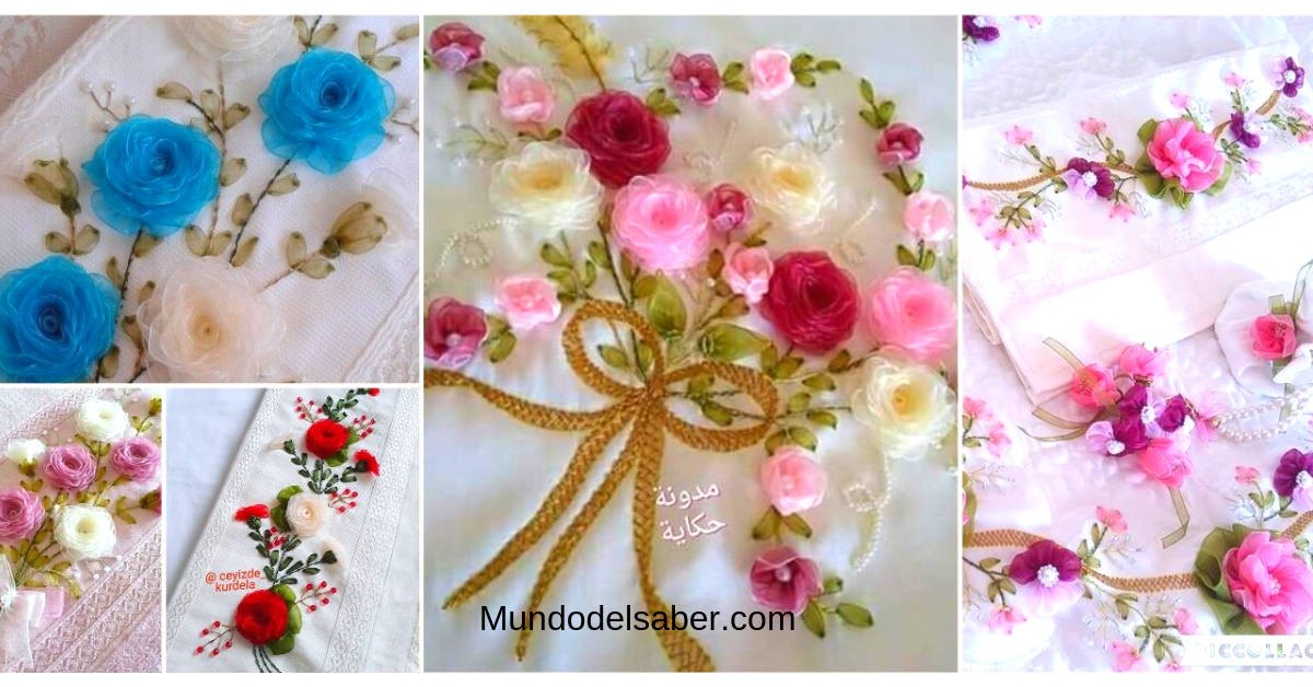 😍🌺🎀Preciosas rosas bordadas con organza😍🌺🎀 tutorial paso a paso