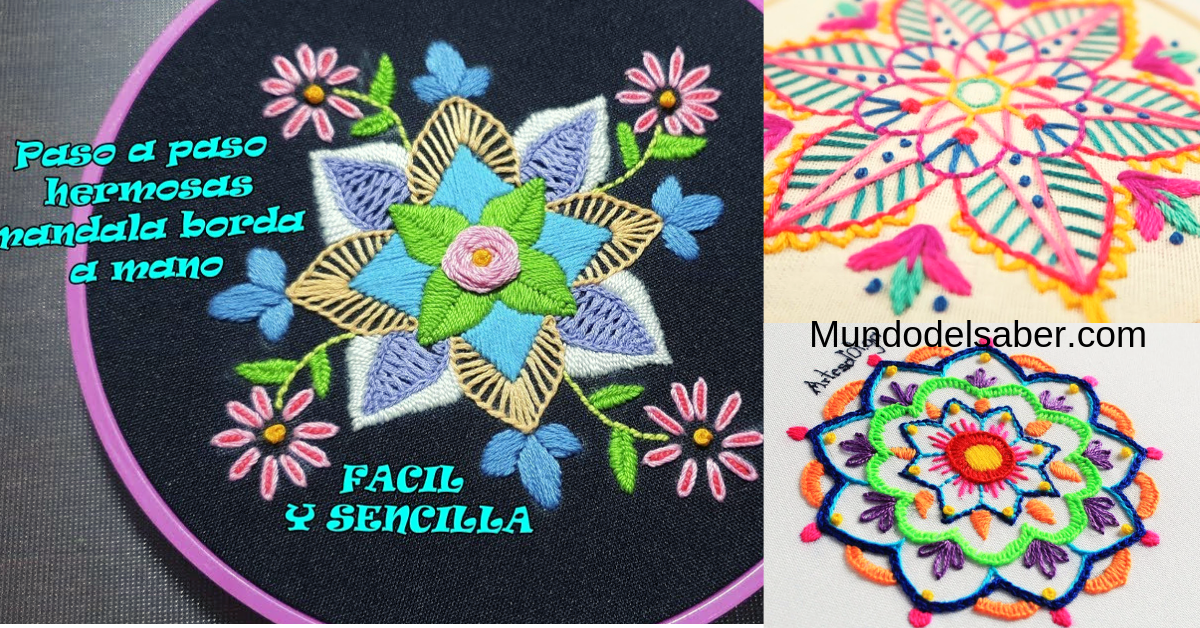 😍🌺🎀Aprende hacer hermosos bordados a mano de mandala😍🌺🎀 tutorial paso a paso