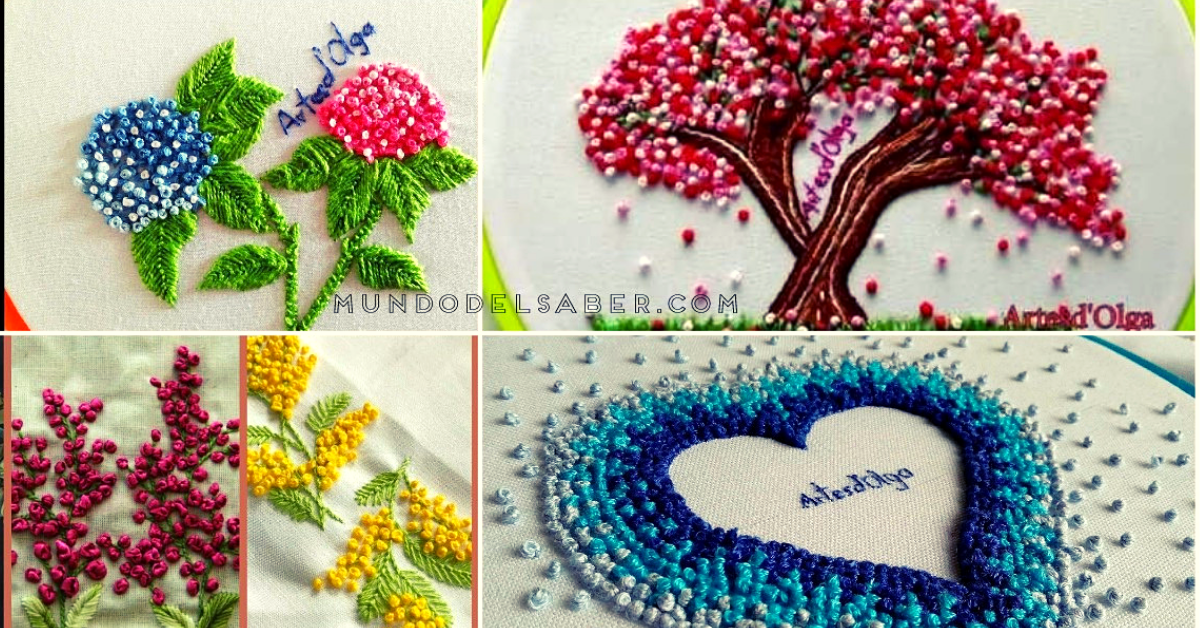 😍🌺🎀Aprende hacer hermosos bordados en punto nudo francés😍🌺🎀 tutorial paso a paso