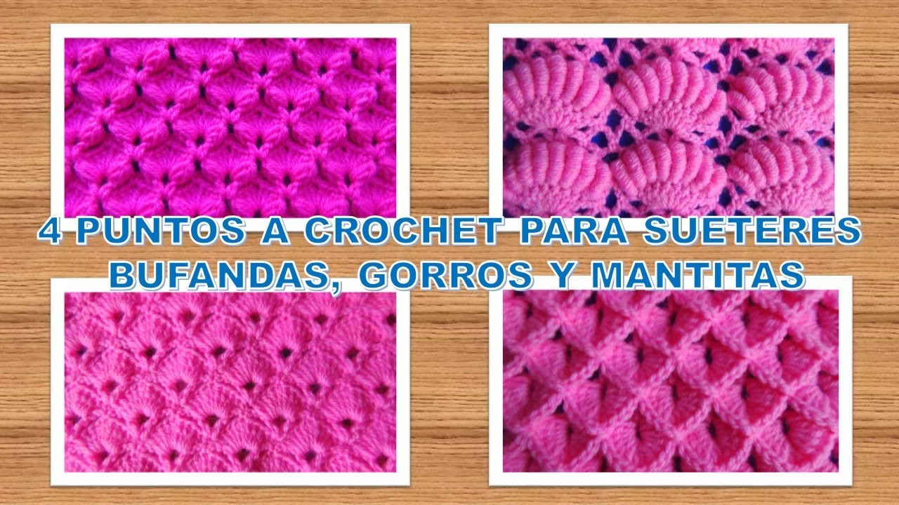 😍🌺🎀4 Bellísimos puntos a crochet😍🌺🎀 tutorial paso a paso