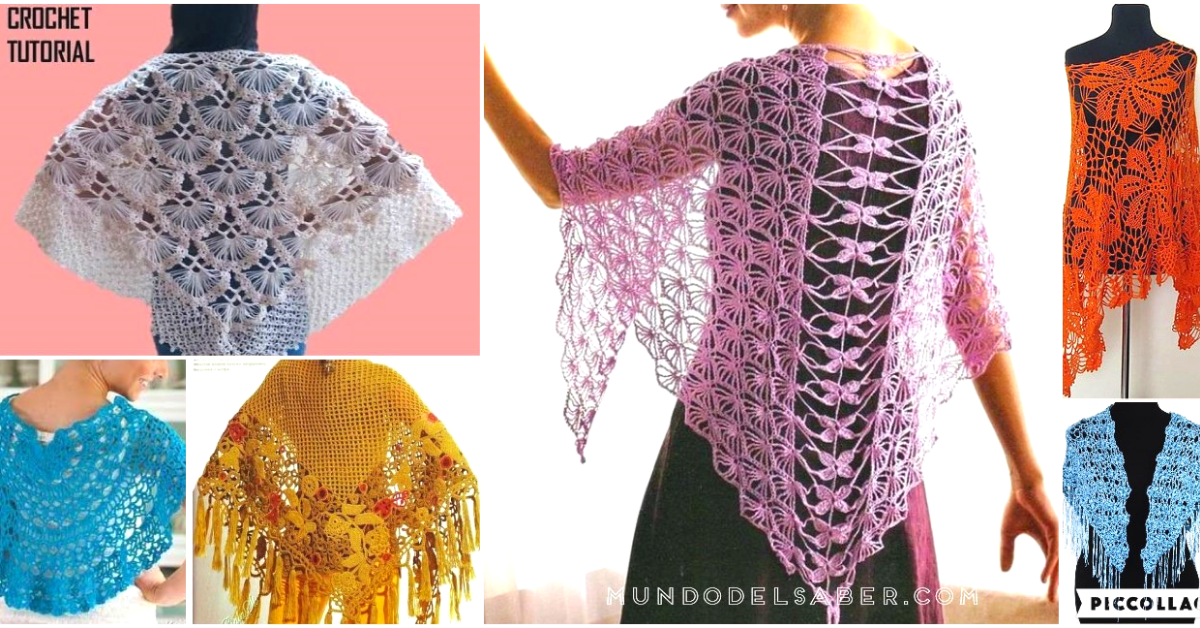 😍🌺🎀Bellisimos chales de encaje a crochet🌺🎀 tutorial paso a paso