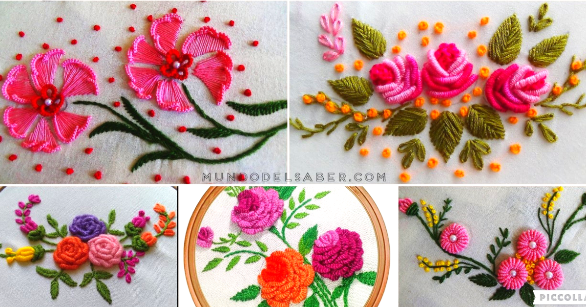 😍🌺🎀Aprende hacer estos hermosos bordados en puntada brasileña Cast-On😍🌺🎀 tutorial paso a paso