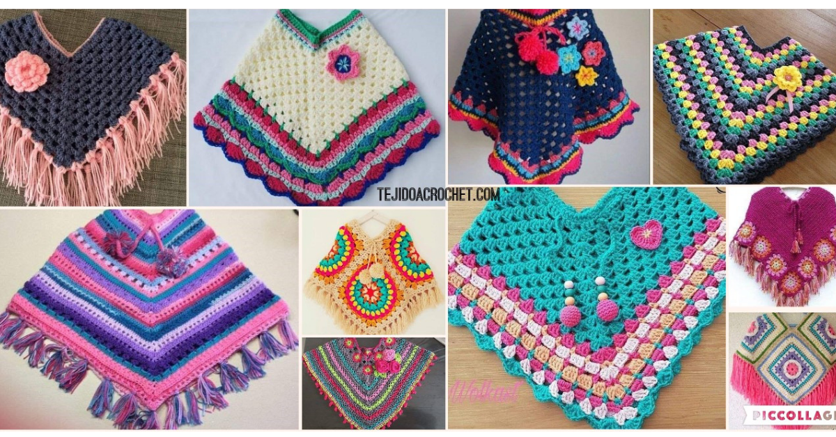 Aprende hacer hermosos ponchos de niña a crochet / Tutorial paso a paso
