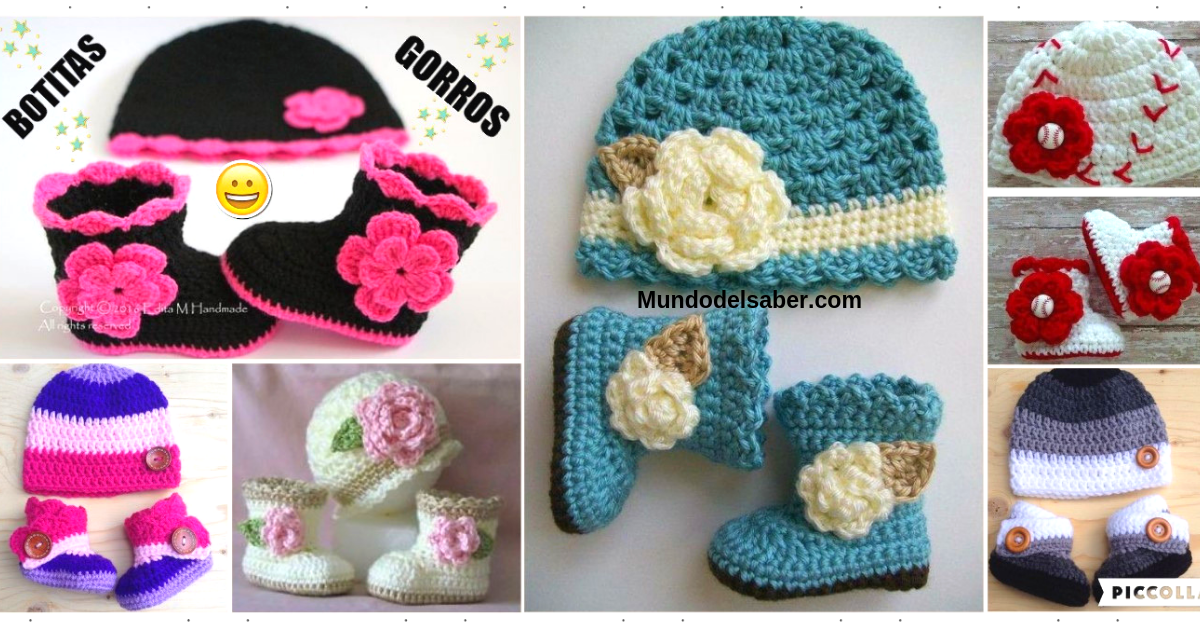 Aprende hacer preciosas botitas con gorros de niña a crochet / Tutorial paso a paso