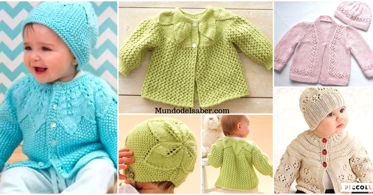 Hermosos conjuntos de chaquetitas con gorros a crochet/Tutorial paso a paso