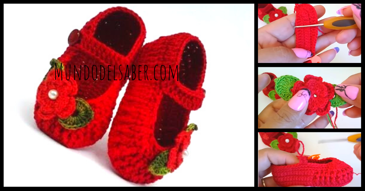Hermosos zapatitos con flor a crochet/Cuso tutorial paso a paso